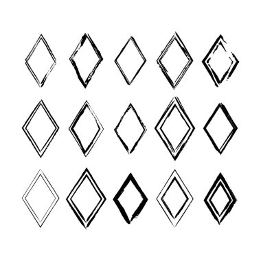 Eşkenar dörtgen doku ögesini çerçevele, ana sınır grunge şekil simgesi, vektör illüstrasyonunda tasarım için dekoratif karalama