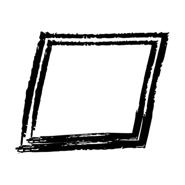 Çerçeve paralel kenar dokusu ögesi, ana sınır grunge şekil simgesi, vektör illüstrasyonunda tasarım için dekoratif karalama