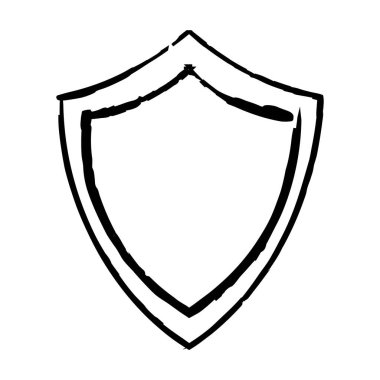 Çerçeve kalkan dokusu ögesi, ana sınır grunge şekil simgesi, vektör illüstrasyonunda tasarım için dekoratif karalama