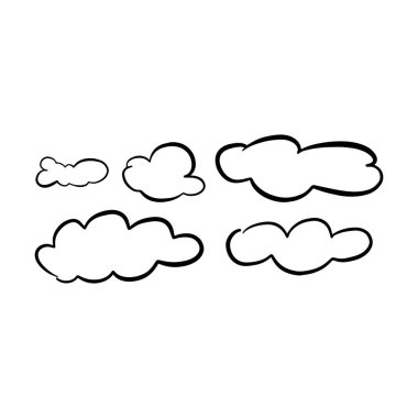 Bulut simgesi, el çizimi taslak basit karalama çizimi resim çizimi
