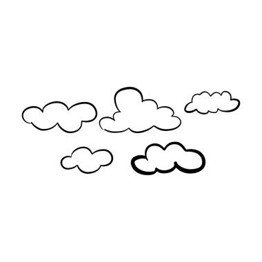 Bulut simgesi, el çizimi taslak basit karalama çizimi resim çizimi