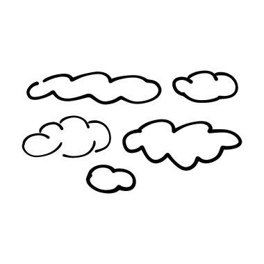 Bulut simgesi, el çizimi taslak basit karalama çizimi resim çizimi