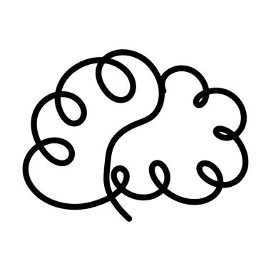 Beyin simgesi, taslak çizim çizimi, soyut sanat eserleri için basit ve asgari vektör sembolü tasarımı çizimi