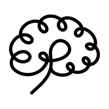 Beyin simgesi, taslak çizim çizimi, soyut sanat eserleri için basit ve asgari vektör sembolü tasarımı çizimi