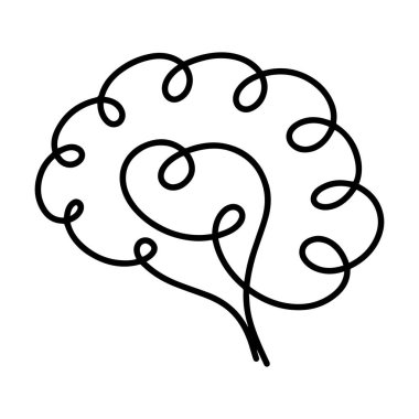 Beyin simgesi, taslak çizim çizimi, soyut sanat eserleri için basit ve asgari vektör sembolü tasarımı çizimi