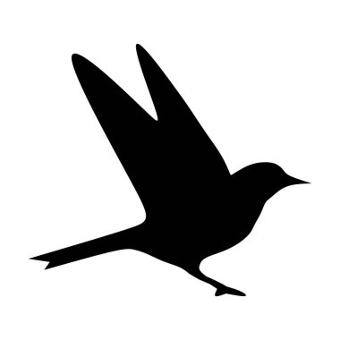 Kuş simgesi, siluet siyah vektör klipsi sanat illüstrasyonu