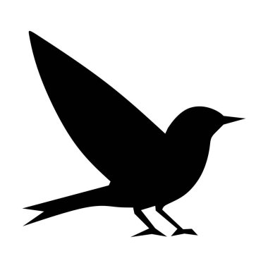 Kuş simgesi, siluet siyah vektör klipsi sanat illüstrasyonu