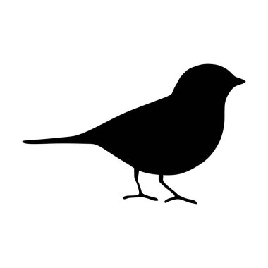 Kuş simgesi, siluet siyah vektör klipsi sanat illüstrasyonu