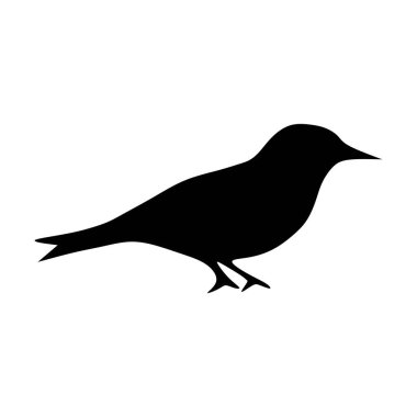 Kuş simgesi, siluet siyah vektör klipsi sanat illüstrasyonu