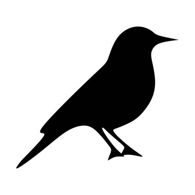 Kuş simgesi, siluet siyah vektör klipsi sanat illüstrasyonu