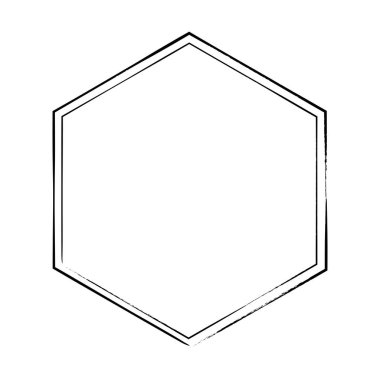 Vektör illüstrasyonunda tasarım için dekoratif klasik karalama için altıgen grunge doku çerçeve çerçeve şekil simgesi