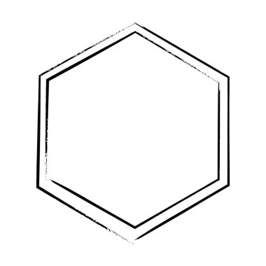 Vektör illüstrasyonunda tasarım için dekoratif klasik karalama için altıgen grunge doku çerçeve çerçeve şekil simgesi