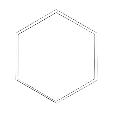 Vektör illüstrasyonunda tasarım için dekoratif klasik karalama için altıgen grunge doku çerçeve çerçeve şekil simgesi