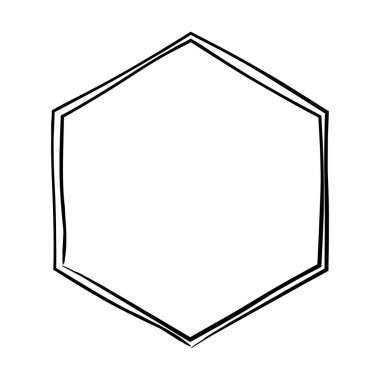 Vektör illüstrasyonunda tasarım için dekoratif klasik karalama için altıgen grunge doku çerçeve çerçeve şekil simgesi