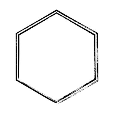 Vektör illüstrasyonunda tasarım için dekoratif klasik karalama için altıgen grunge doku çerçeve çerçeve şekil simgesi