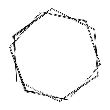 Vektör illüstrasyonunda tasarım için dekoratif klasik karalama için altıgen grunge doku çerçeve çerçeve şekil simgesi