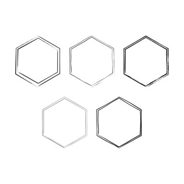 Vektör illüstrasyonunda tasarım için dekoratif klasik karalama için altıgen grunge doku çerçeve çerçeve şekil simgesi