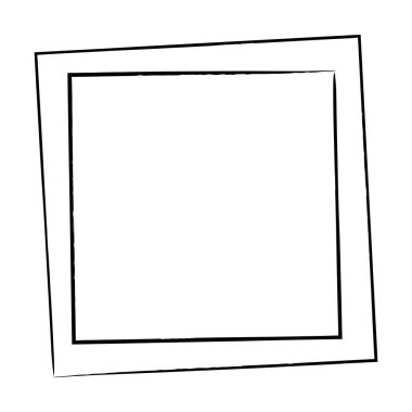 Çerçeve kare simgesi ögesi, soyut sınır grunge şekil simgesi, vektör illüstrasyonunda tasarım için dekoratif karalama