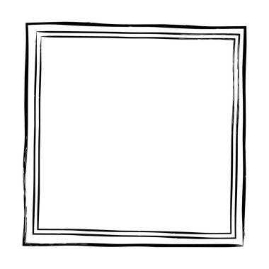 Çerçeve kare simgesi ögesi, soyut sınır grunge şekil simgesi, vektör illüstrasyonunda tasarım için dekoratif karalama