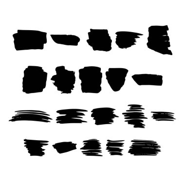 Boya fırçası vuruşları elementleri, serbest sanatsal su rengi soyut şekil kirli grunge stili sürtünme mürekkep çizgileri bir vektör illüstrasyonunda çizim ve arkaplan için tasarımı ayarlar
