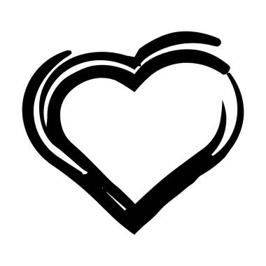 Kalp sembolü, el çizimi grunge dokusu aşk simgesi romantik moda karalama sanatı için bir kabartma resim çizimi