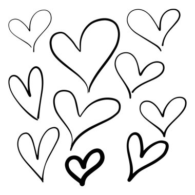 Kalp sembolü, el çizimi aşk ve romantik karalama sanat çizimi. 