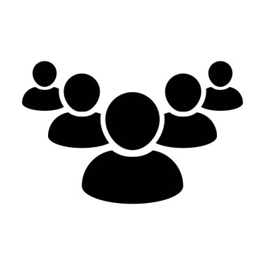 Glyph pictogram illüstrasyonunda, iş yönetimi ekibi için insan sembolü avatarı ikonu