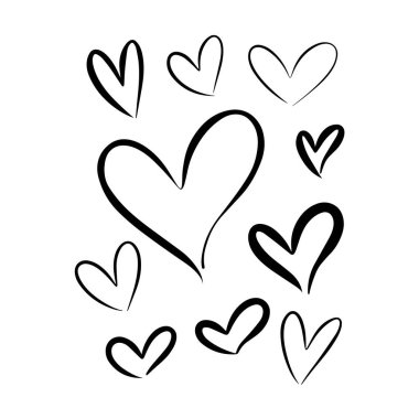 Kalp sembolü, el çizimi aşk ve romantik karalama sanat çizimi. 