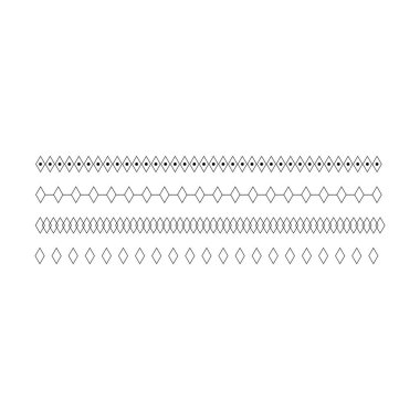 Vektör illüstrasyonunda tasarım için dekoratif klasik karalama ögesi için kenar simgesi, eşkenar dörtgen şekil ayırıcı yatay çizgi vektörü