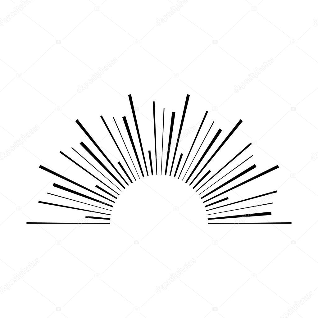 Sun icon, sunburst vector illustration element for design