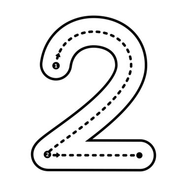 Anaokulu ve anaokulu öğrencileri için el yazısı etkinliği için noktalı çizgi matematik çalışma tablosu önyazımı 2 numara. 