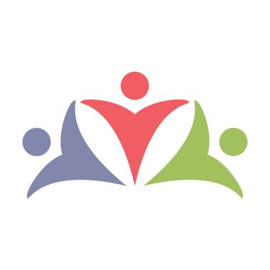 Grafik tasarım illüstrasyonu için topluluk grubu bağlantı sembolü takımı, insan logosu simgesi