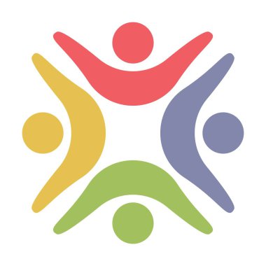 Grafik tasarım illüstrasyonu için topluluk grubu bağlantı sembolü takımı, insan logosu simgesi