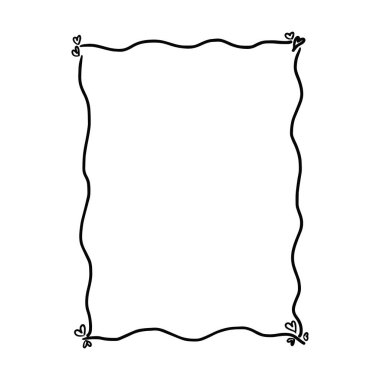 Kalp çerçevesi kenarlığı soyut el çizimi düğün kartı taslağı tasarım için dekoratif romantik ve klasik karalama öğesi için şekil ikonu vektör illüstrasyonunda tasarım