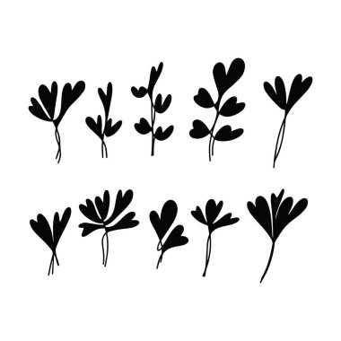 Heart plant icon abstract hand drawn flower line art symbol for nature, love, ecology and environment in a flat color glyph illustration