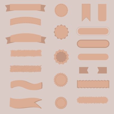 Different frames for text, different buttons. Vector illustration, Beige brown color.