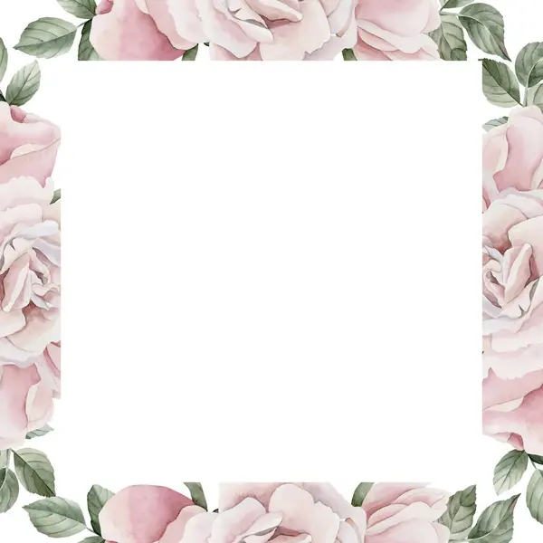 Rahmen Aus Rosa Hagebuttenblüten Mit Blättern Rose Viktorianischen Stils Floral — Stockfoto