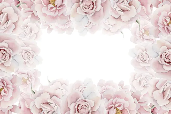 Pembe Gül Kalça Çiçeklerinin Yatay Çerçevesi Viktorya Tarzı Beyaz Arka — Stok fotoğraf