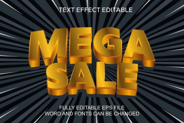 3B metin efekti mega satış vektörü düzenlenebilir