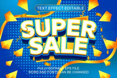 3B metin efekti süper satış vektörü düzenlenebilir