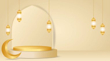 ramadan bayram mübarek arkaplan ve podyum vektörü