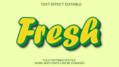 taze düzenlenebilir metin efekti 3d biçim biçimi premium vektörü