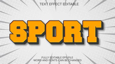 3d metin efekti spor komedi vektörü düzenlenebilir