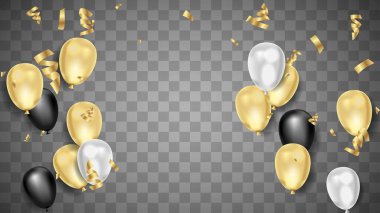 Doğum günü konfetisi ve altın balonlar