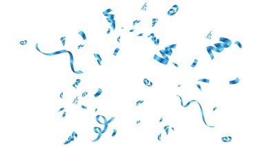 blue confetti and ribbon background vector