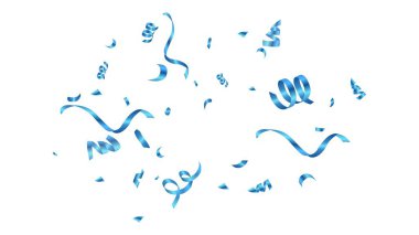 blue confetti and ribbon background vector