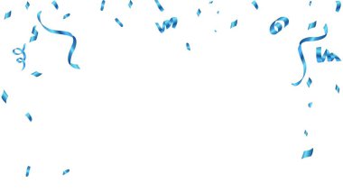 blue confetti and ribbon background vector