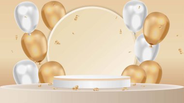 Podyum ve altın balon gerçekçi sunum vektörü