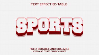 3d metin efekti spor kırmızı ve beyaz vektör düzenlenebilir
