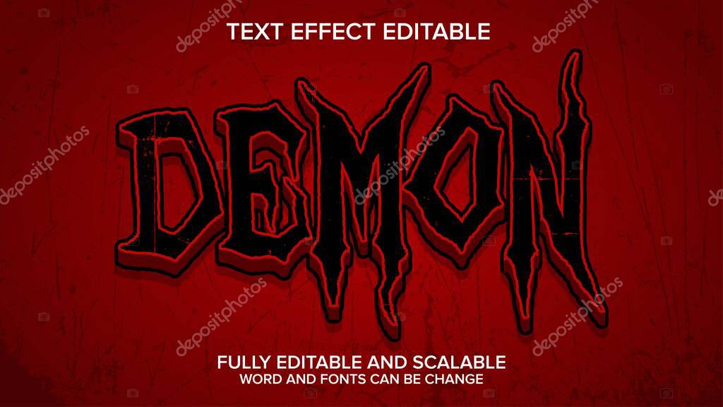 3D text effect demon red vector editable